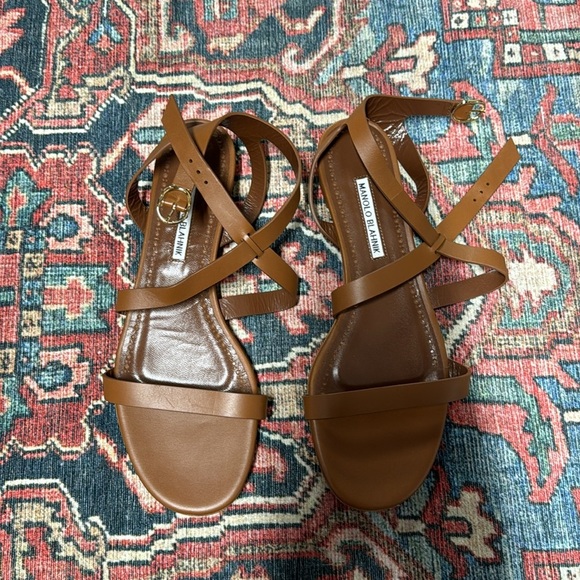 LIKE NEW Manolo Blahnik Magalou Leather Sandal in Medium Brown size 41 / US 11 - Picture 8 of 12